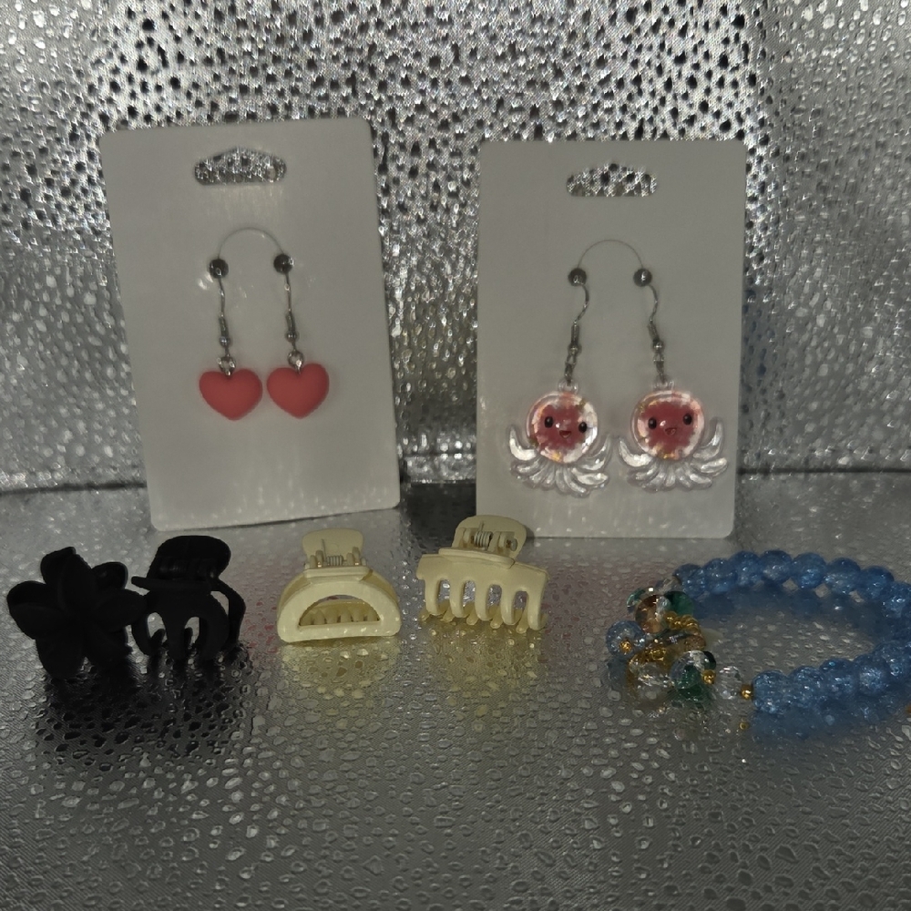 Earrings Kids Heart and Moon Set